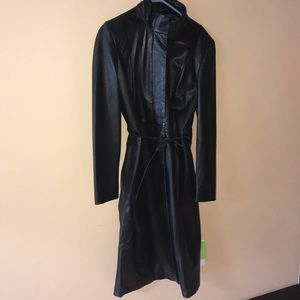 Long Leather Coat Black